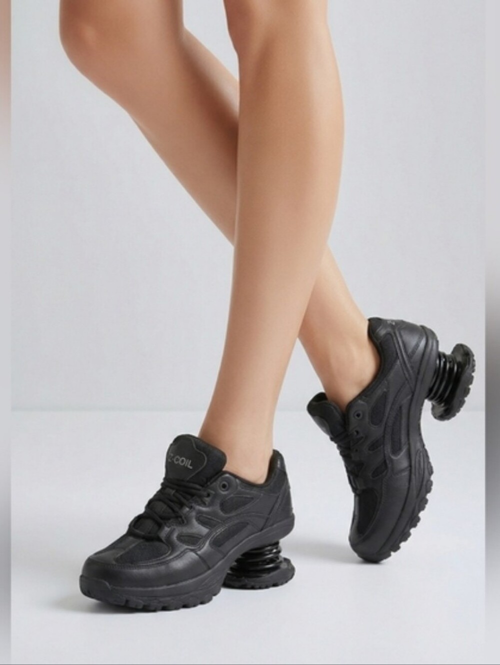 Z-Coil Black Leather Comfort Shoes Size 9W – Pain Relief Walking / Nursing Shoes